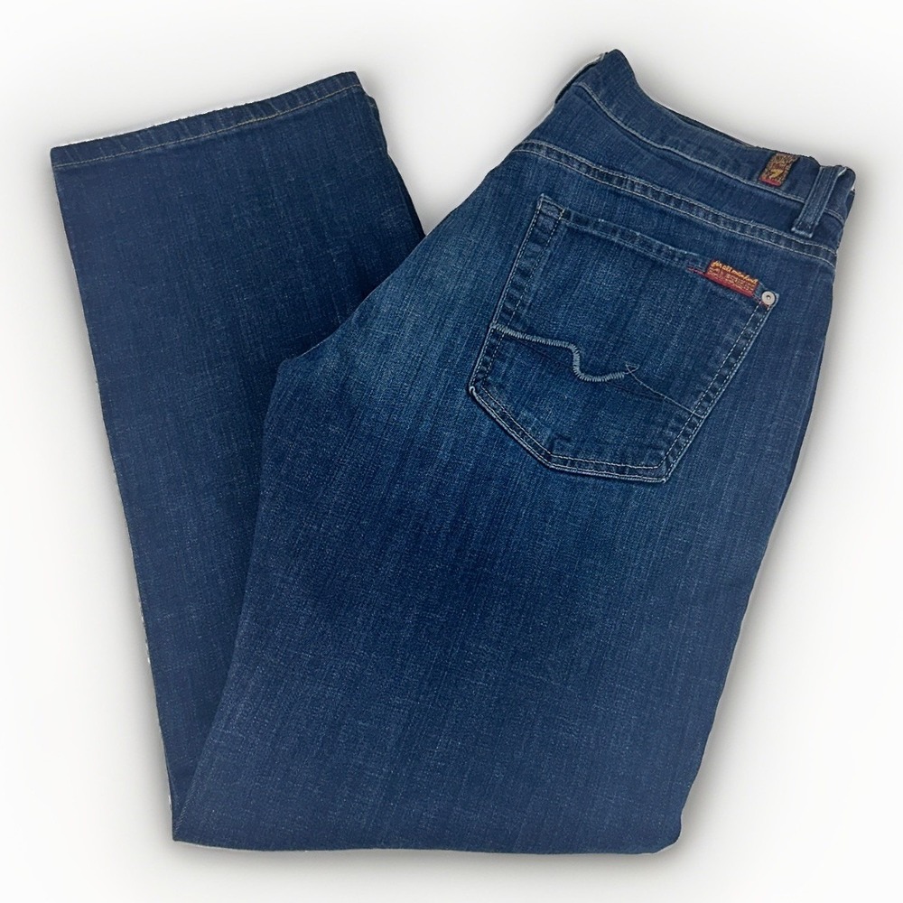 7 For All Mankind Austyn Men's Jeans 33x29 Dark Wash Relaxed Straight Stretch